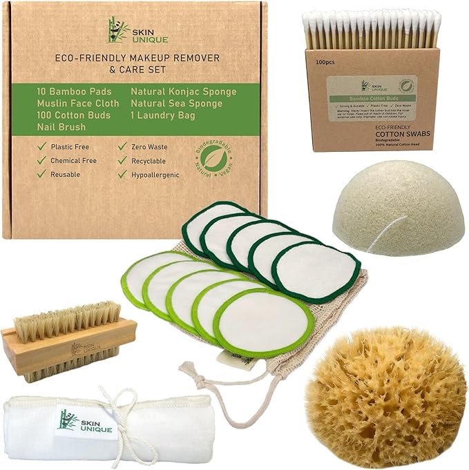 Box and contents of make up remover kit