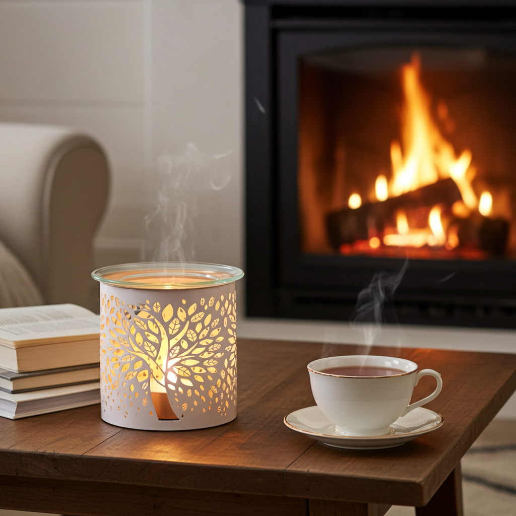 Tealight Wax Melter and Candle Holder - White Tree of Life