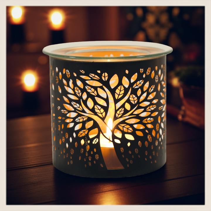 Tealight Wax Melter and Candle Holder - Black Tree of Life