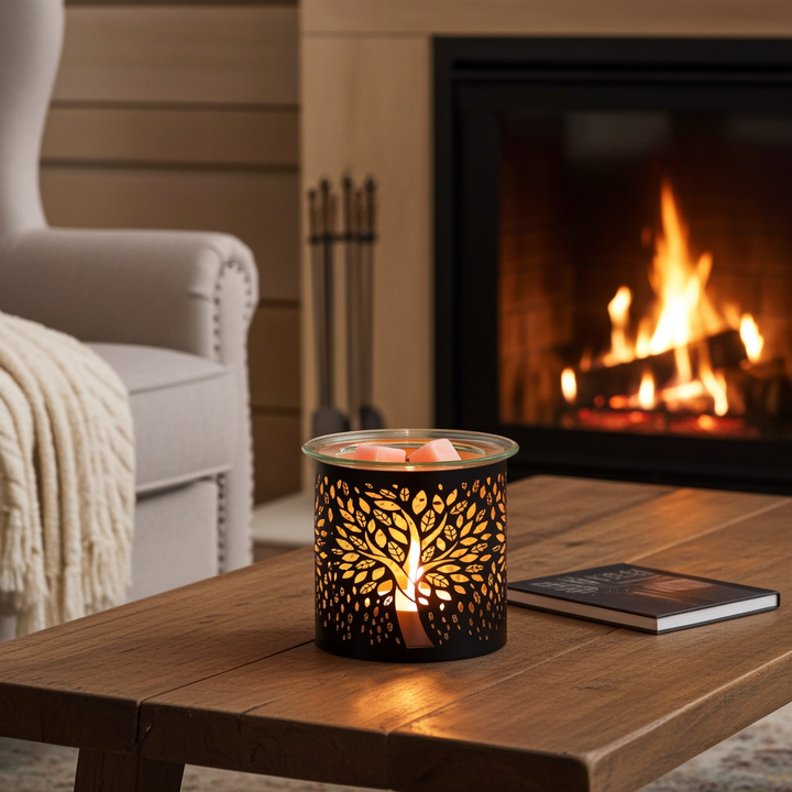 Tealight Wax Melter and Candle Holder - Black Tree of Life