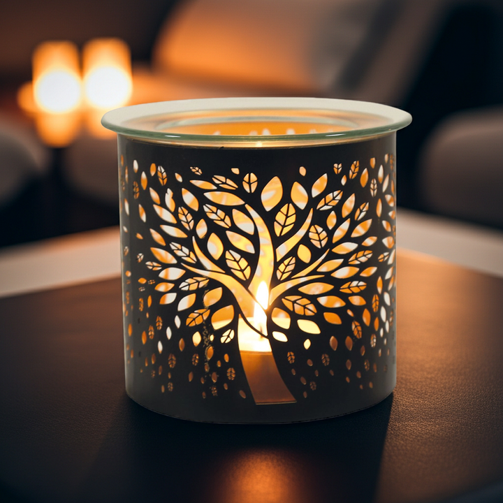 Tealight Wax Melter and Candle Holder - Black Tree of Life