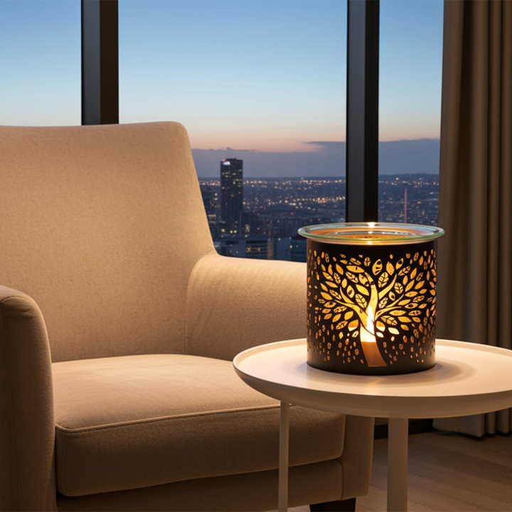 Tealight Wax Melter and Candle Holder - Black Tree of Life