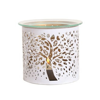 Tealight Wax Melter and Candle Holder - White Tree of Life