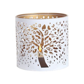 Tealight Wax Melter and Candle Holder - White Tree of Life