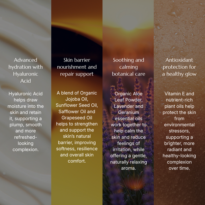 text on screen, showing benefits of the ingredients used