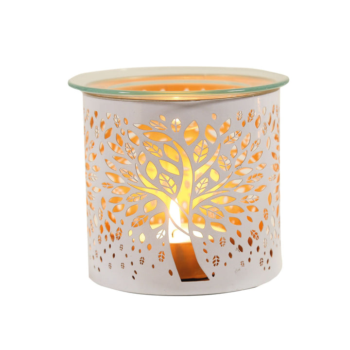 Tealight Wax Melter and Candle Holder - White Tree of Life